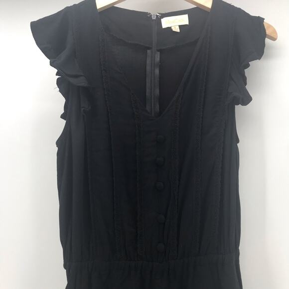 Modcloth Romper Womens Small Black Cap Sleeve V Neck Lace Pockets Shorts - Picture 3 of 8